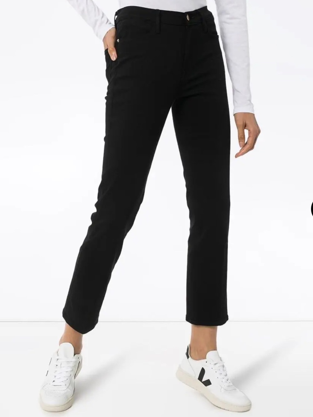 FRAME Le High Straight Jeans Size 32 Black Film Noir High Rise